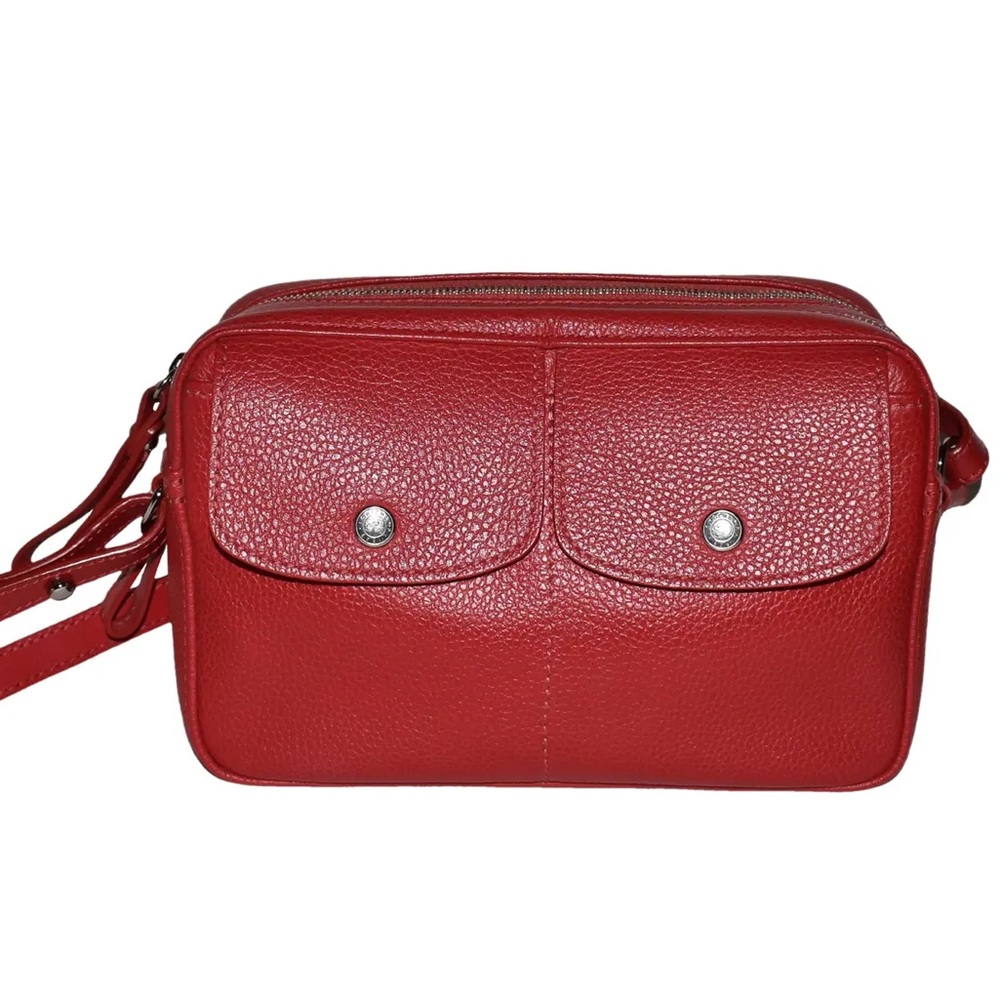 Longchamp Red Leather Le Foulonne Camera Crossbody Bag 10” x 6” - Picture 6 of 12